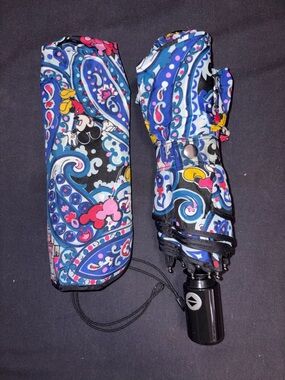 Vera Bradley Compact Paisley Disney Umbrella - Blue, Pink, Yellow & Black